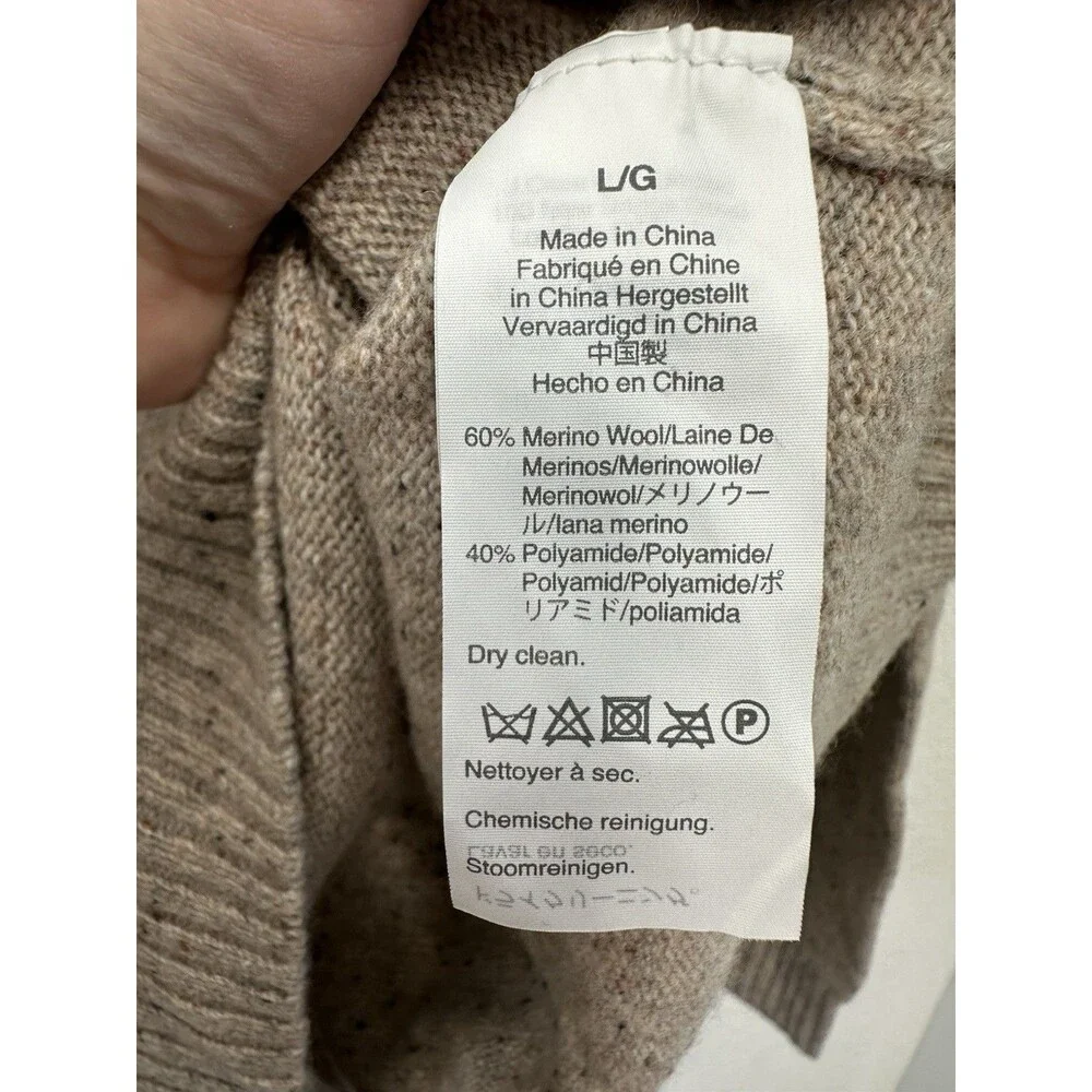 JCrew Mens L Merino Wool Blend Donegal Fleck Half Zip Sweater Beige Brown J7612